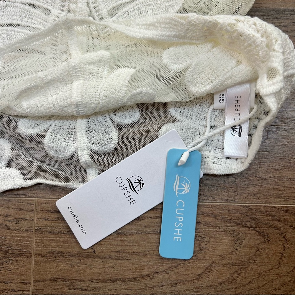 Cupshe | NWT Cream Boho Lace Top Swimsuit Cover-up Women’s One Size - Picture 5 of 8